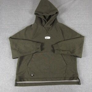 Nike Dri Fit Fleece Pullover Hoodie Youth Medium‎ Green Training Center Swoosh